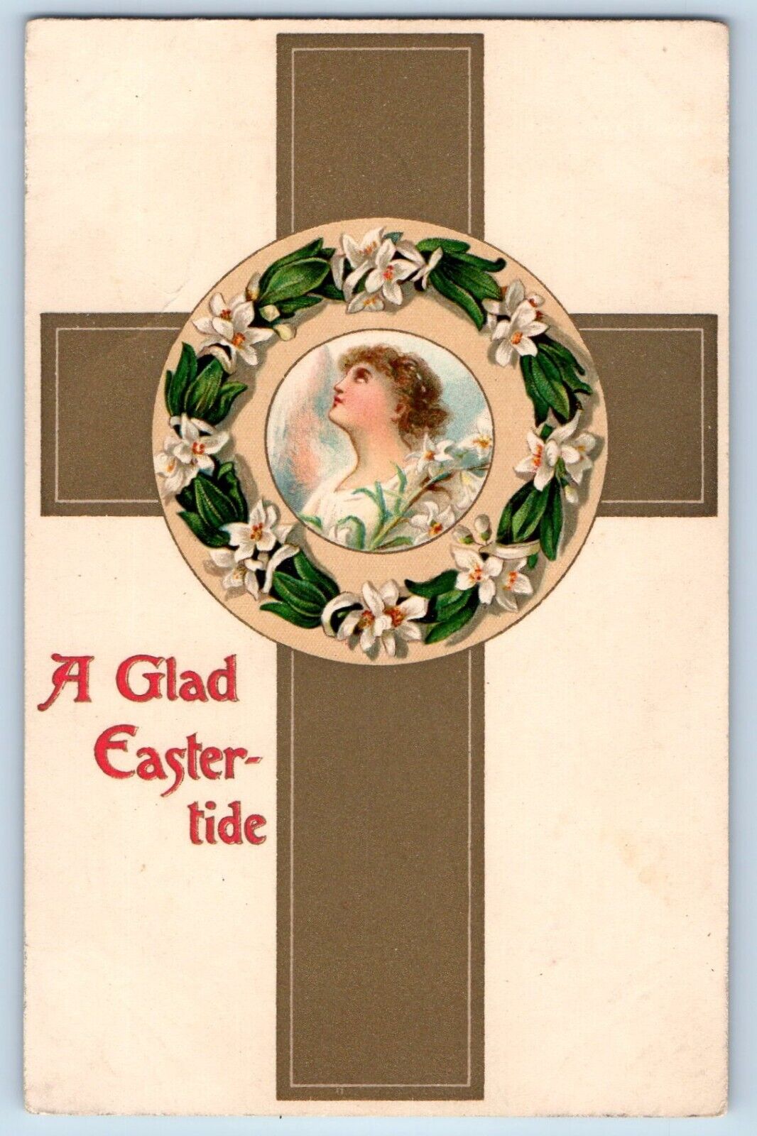 Easter Postcard Holy Cross Lily Flowers c1910\'s Unposted Antique