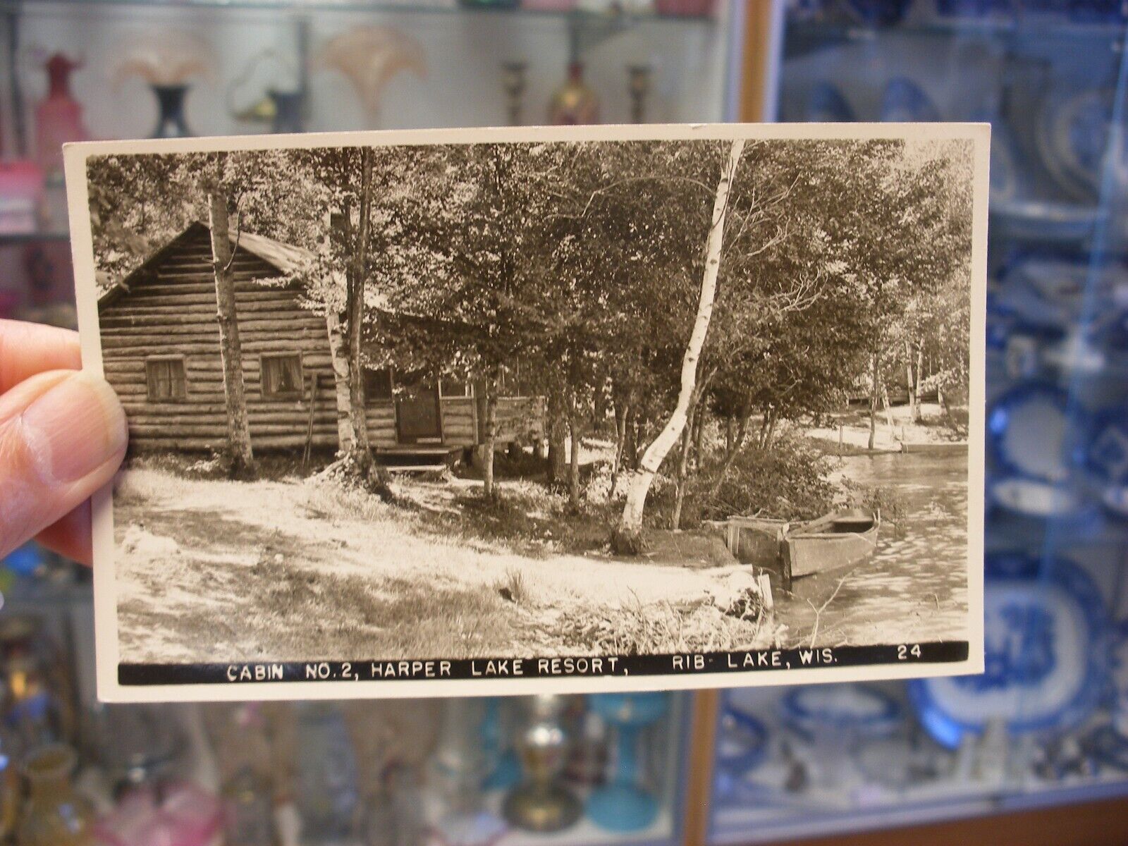 Real Photo Postcard RPPC Harper Lake Resort Rib Lake WI 1951 #3501