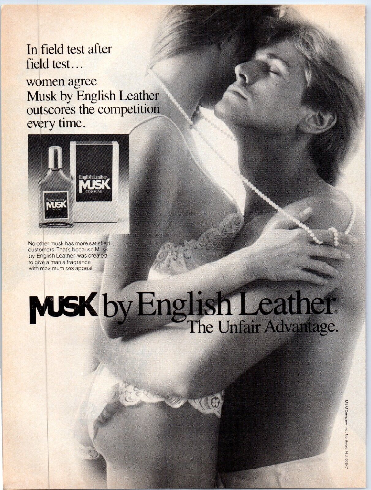 Musk by English Leather Cologne Sexy Woman in Lingerie 1986 Print Ad 8\