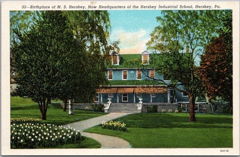c1930s Hershey, Pennsylvania Postcard HERSHEY INDUSTRIAL SCHOOL Birthplace View