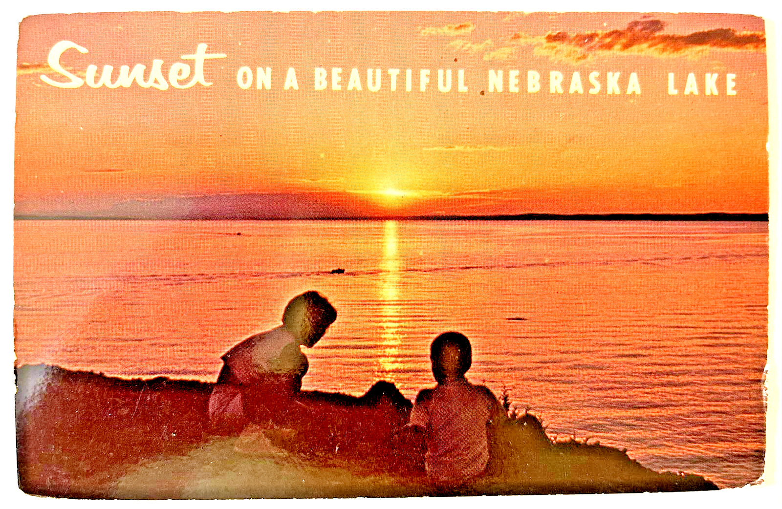 Lake McConaughy Sunset on a Beautiful Nebraska Lake Postcard Vintage