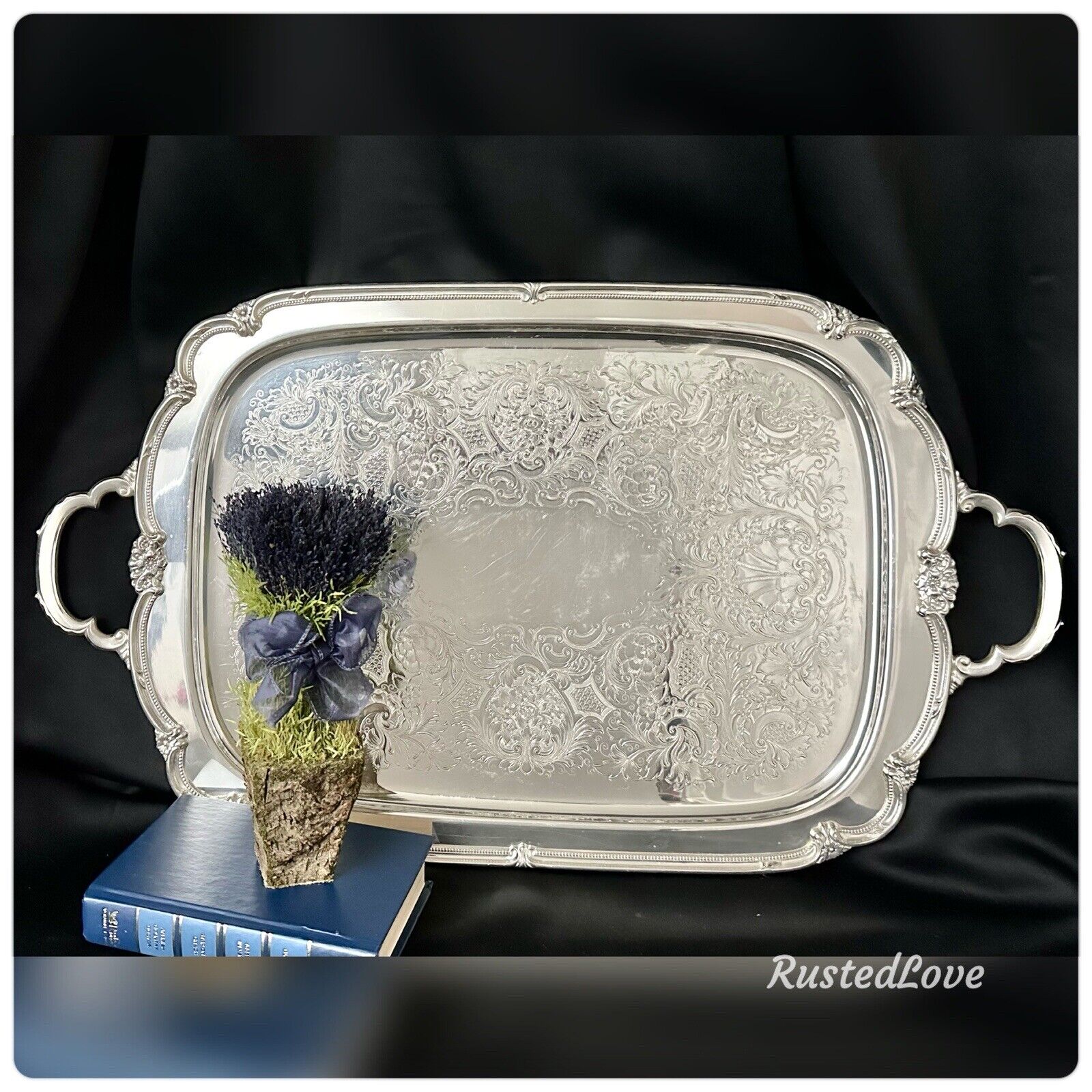*Remembrance Butlers Tray International Silver Silver Plated Handled Tea Tray Lg