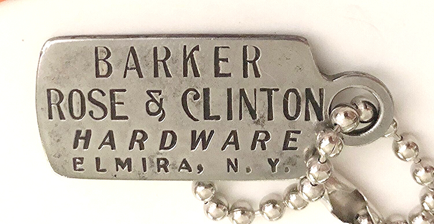 1898-1928 Charge Coin Tag BARKER ROSE & CLINTON HARDWARE;  Elmira NY; Owner #111