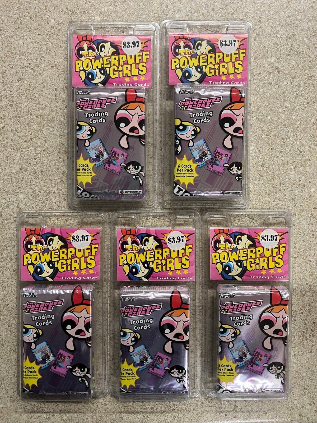 Lot of 5 Powerpuff Girls Trading Card pack 2ct New (10 packs total)