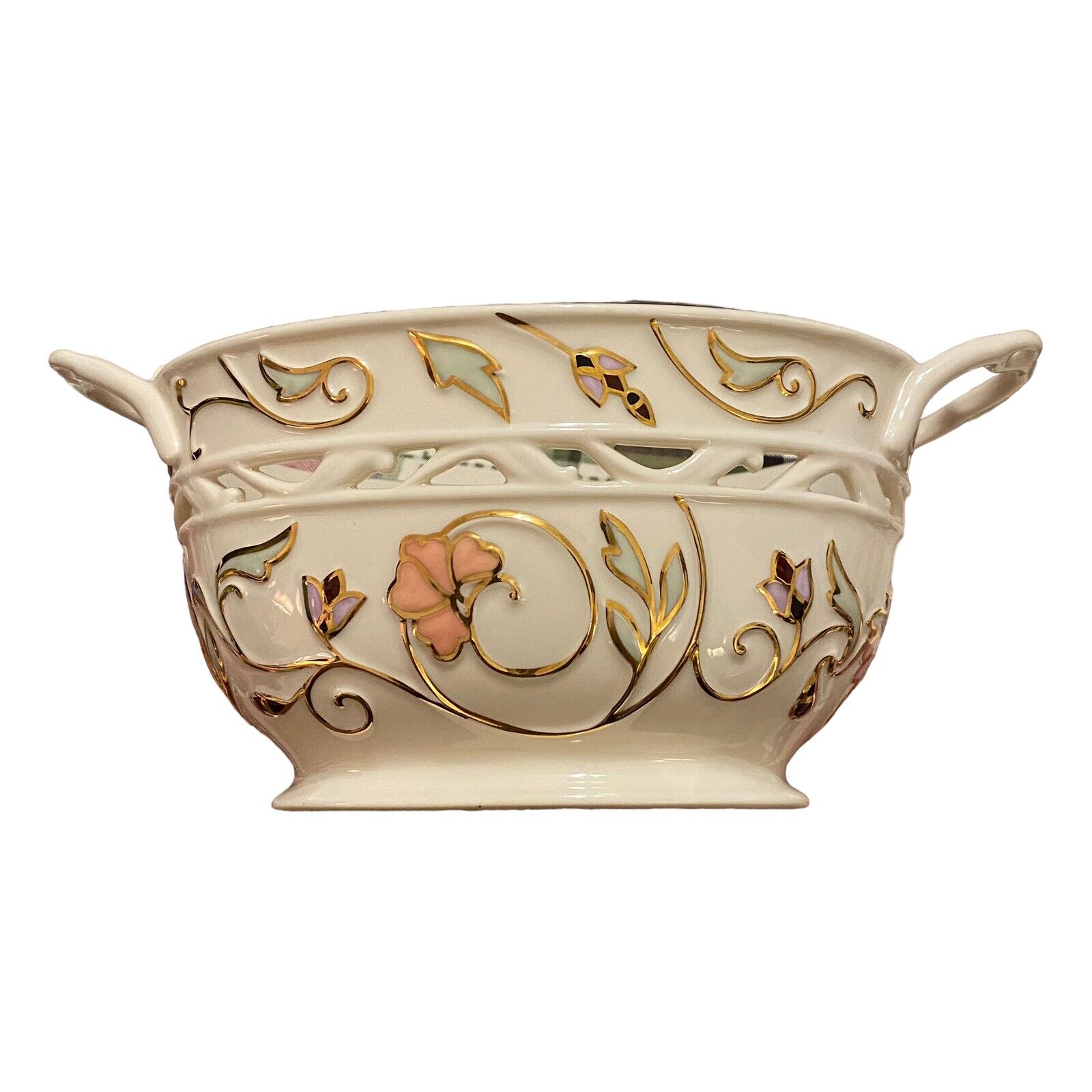 Lenox Gilded Garden Ivory Multicolor Floral Basket