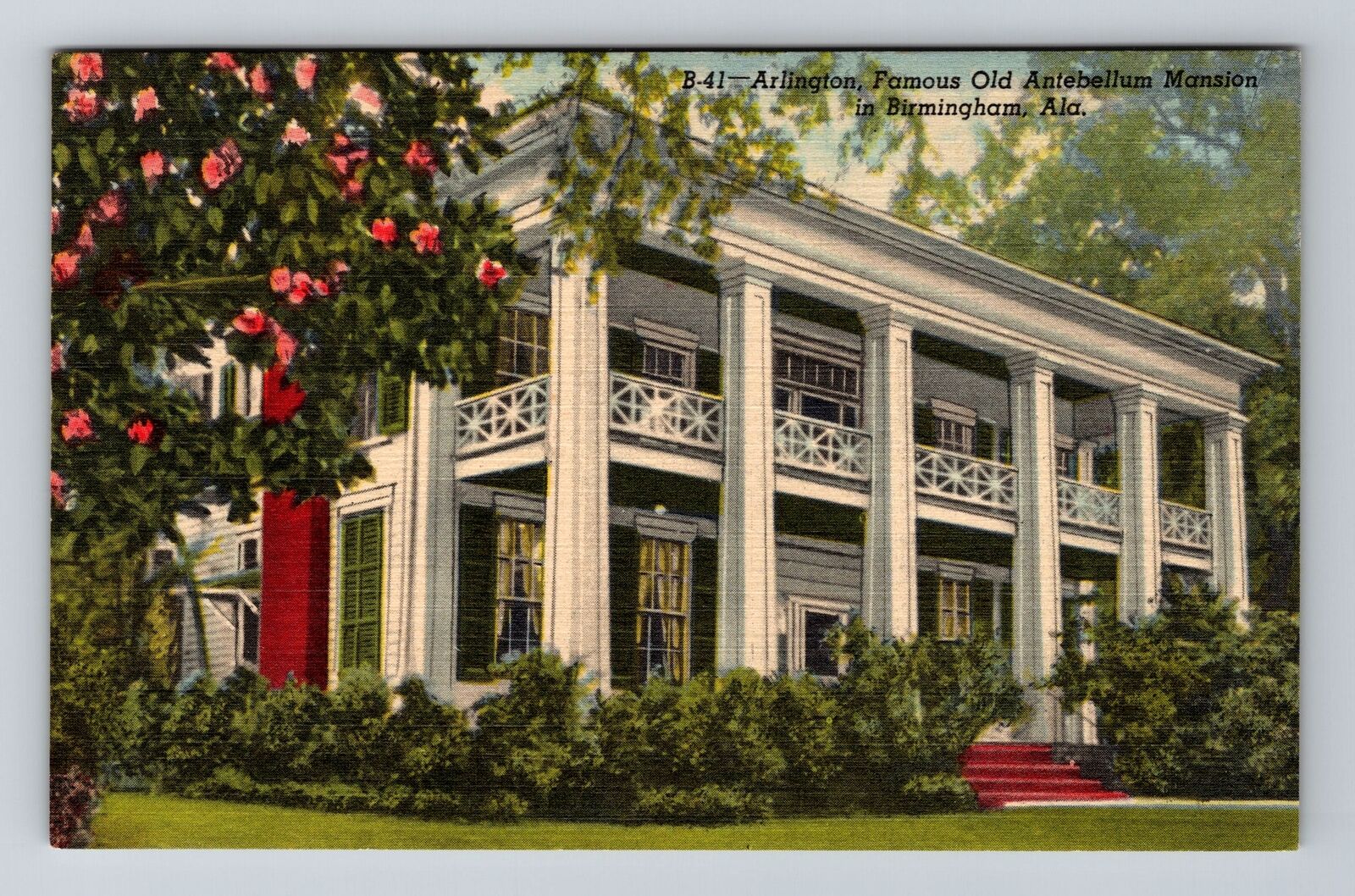 Birmingham AL-Alabama, Antebellum Mansion, Antique Vintage Souvenir Postcard