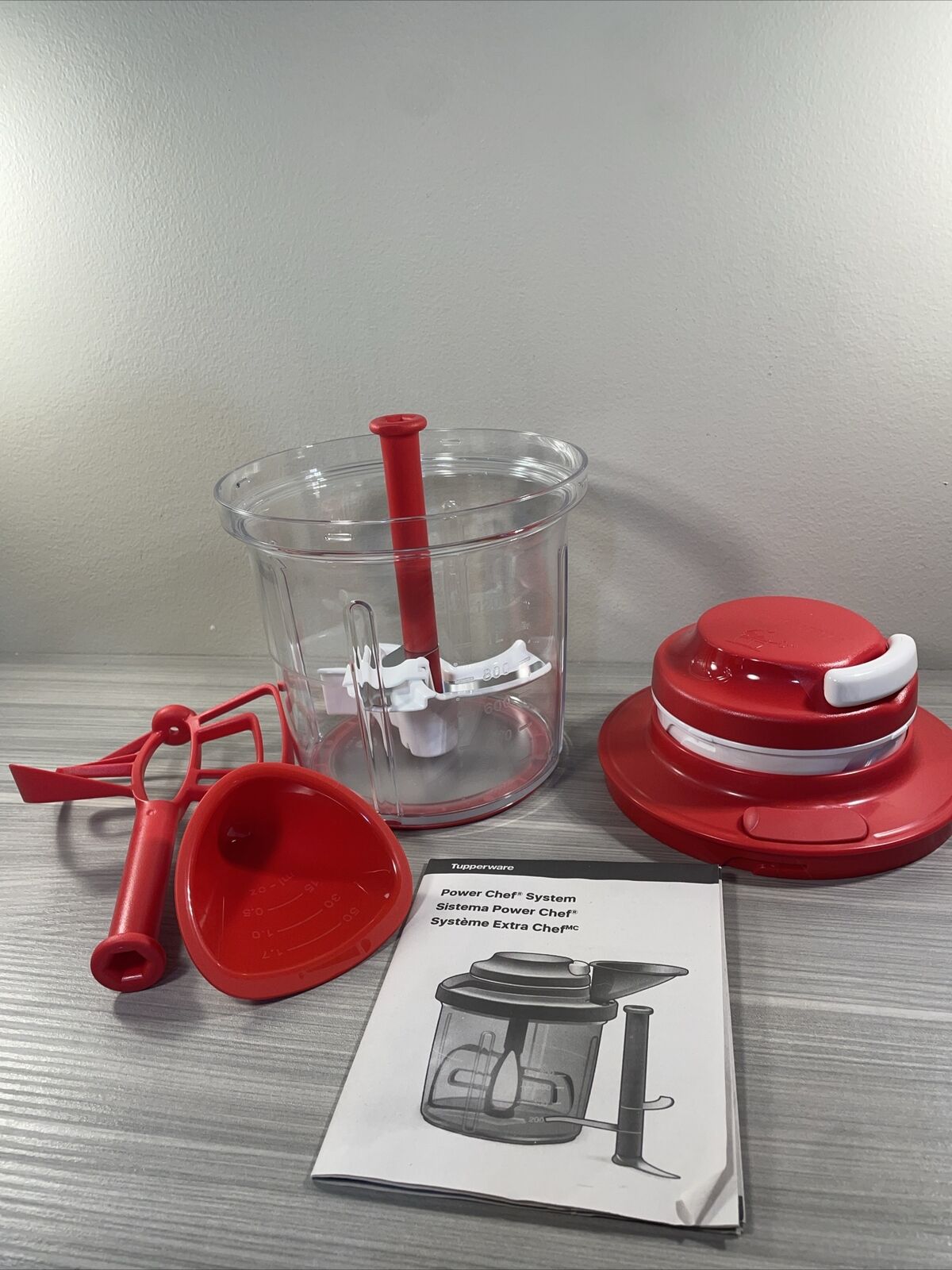 Tupperware Power Chef Supersonic Chopper System Processor Large Chili Red New