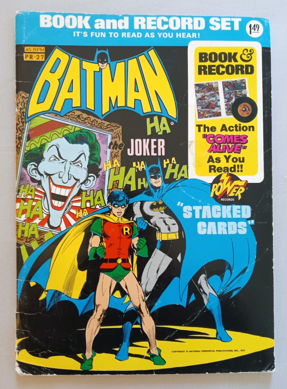 BATMAN, STACKED CARDS BOOK AND RECORD SET, POWER RECORDS, DC, BRONZE, 1975, PR27