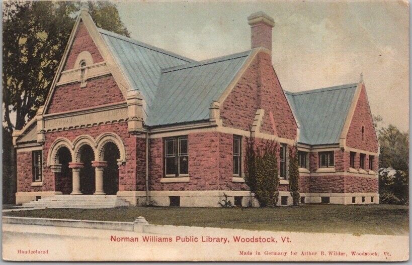 1907 Woodstock, Vermont Hand-Colored Postcard \