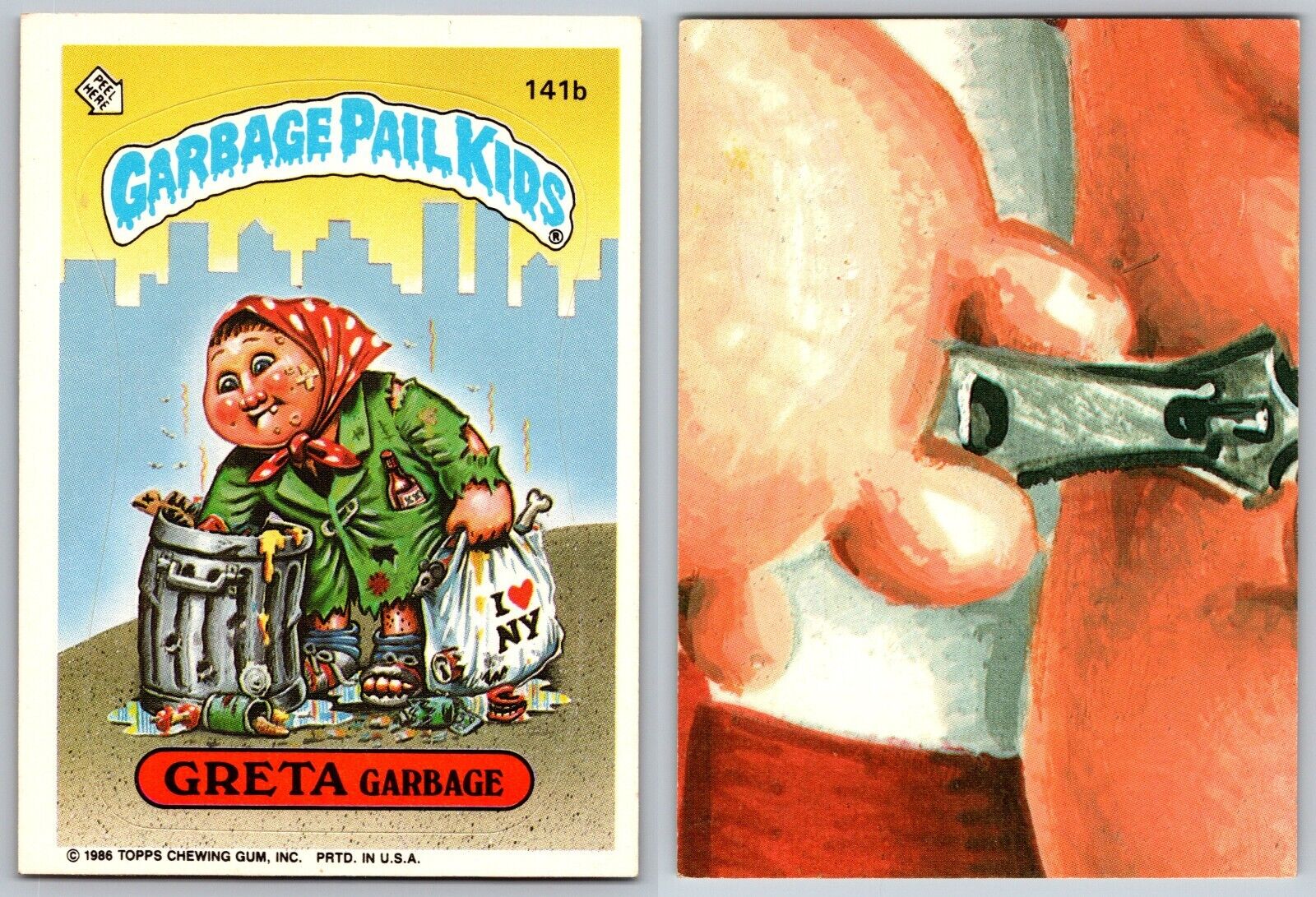 1986 Topps Garbage Pail Kids GPK Series 4 GRETA Garbage 141b Vintage Card NM