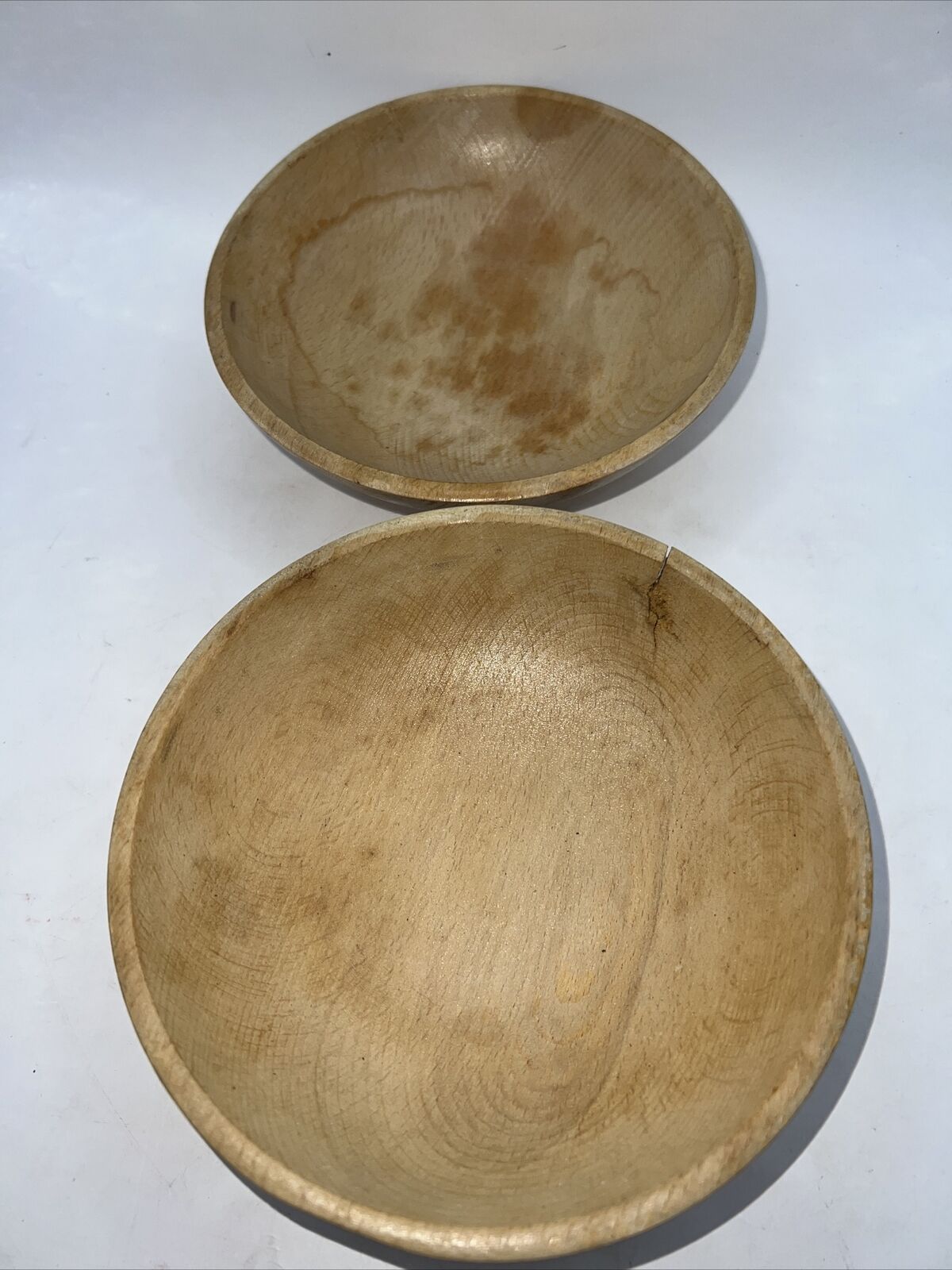 Two Vintage Woodware 6”x2” Bowls- Hand Made Japan