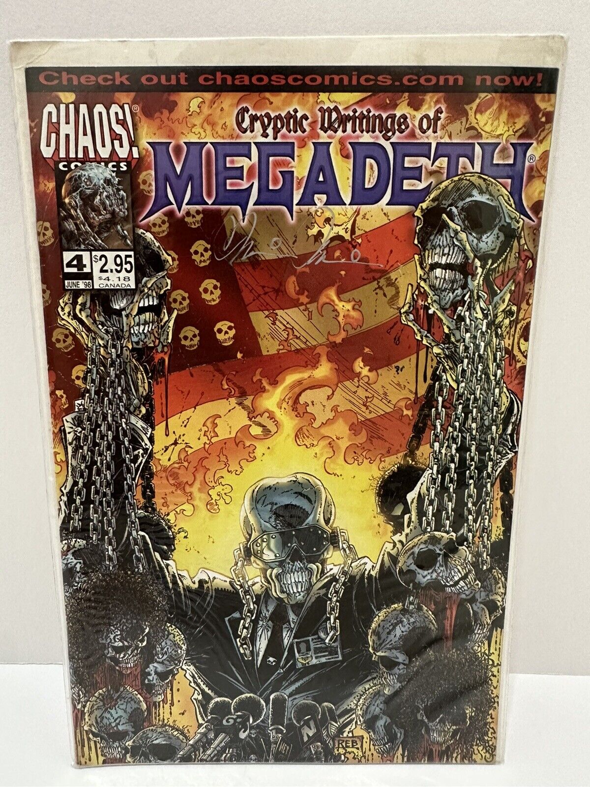 Cryptic Writings of Megadeth #4 (1997) Chaos Comics VF+ Signed Brian Pulido