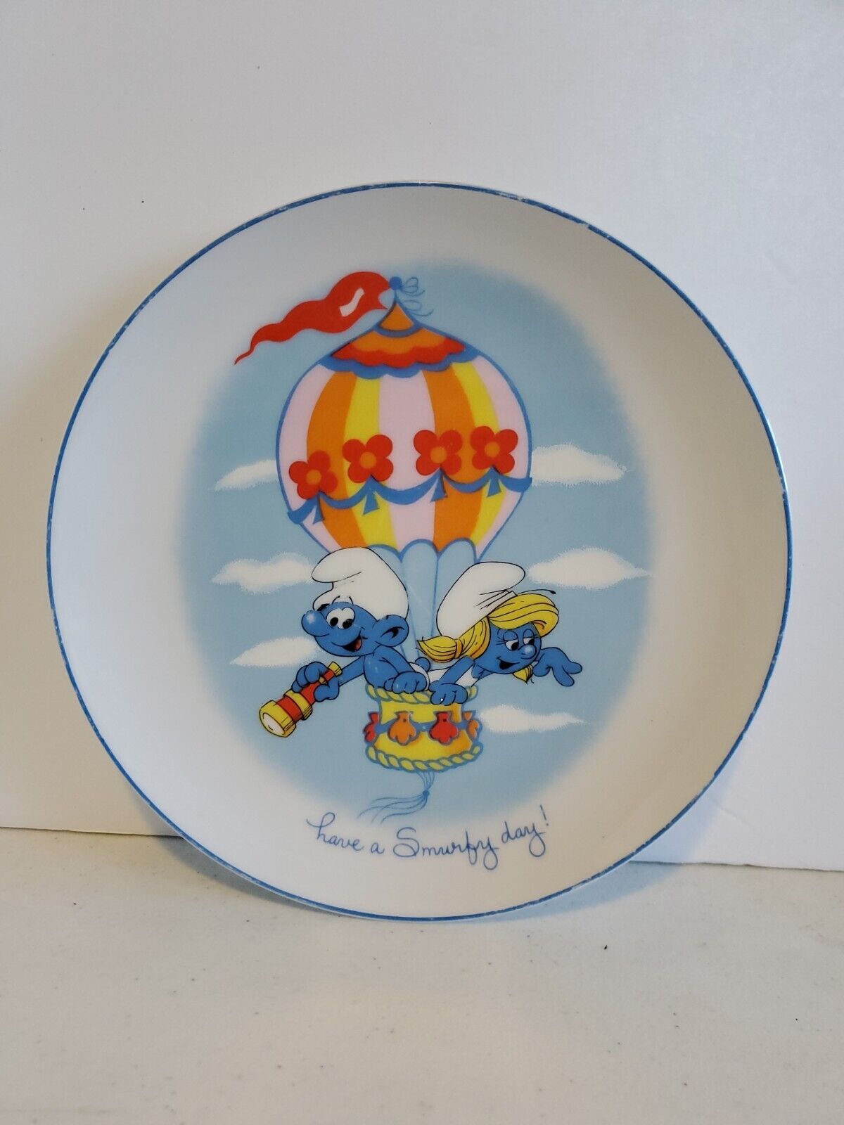 SMURF Have a SMURFY DAY Porcelain Plate SMURFETTE Wallace Berrie 1982