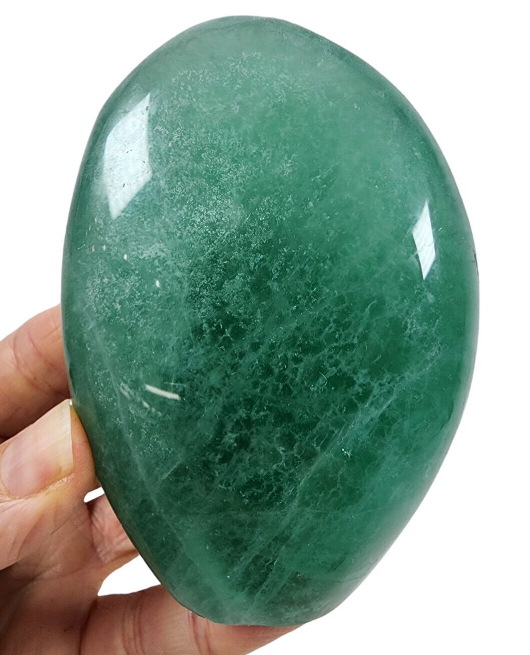 Green Fluorite Polished Freestand Madagascar 332 grams.
