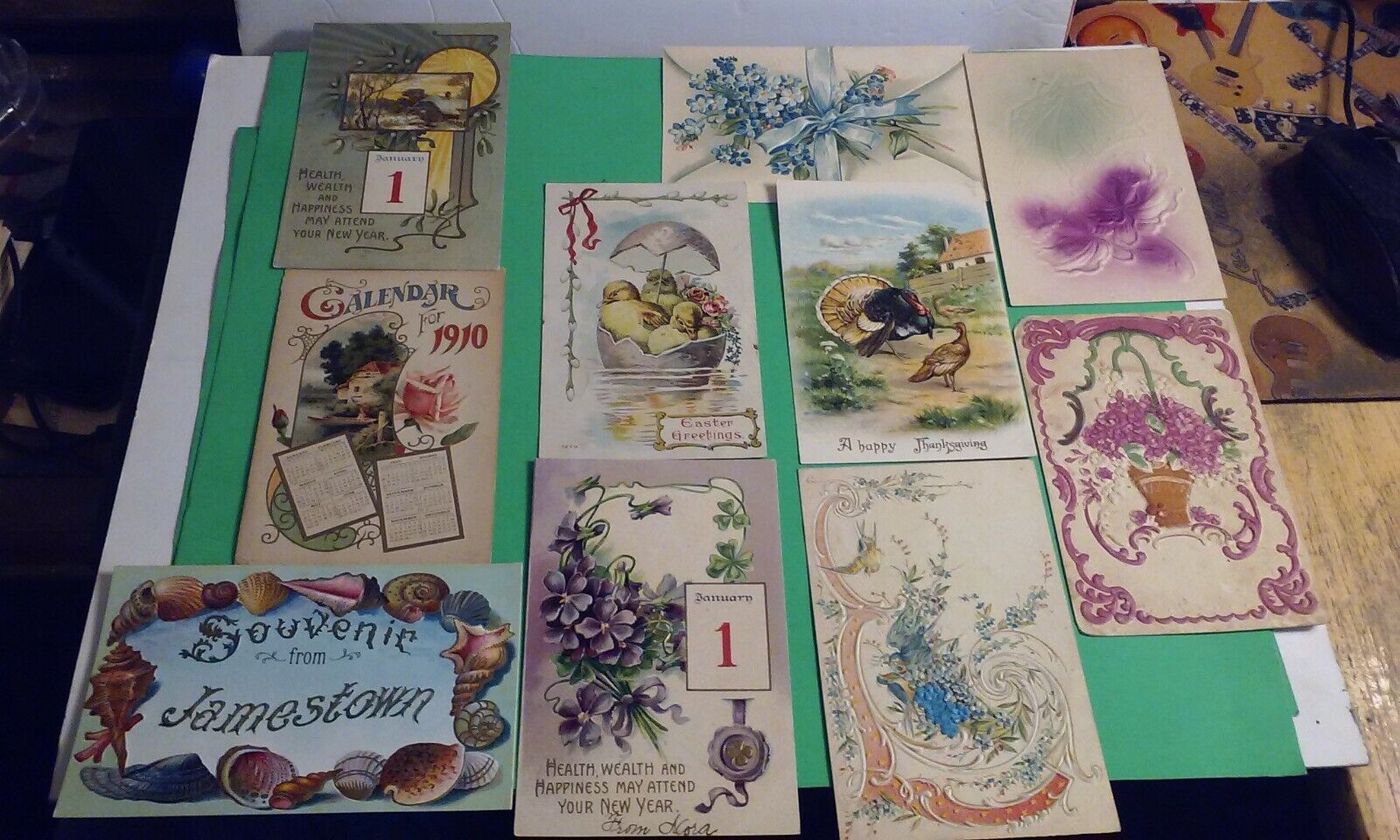 Lot 10 Antique Mixed Holiday /  Greeting Color Postcards US & European Printing