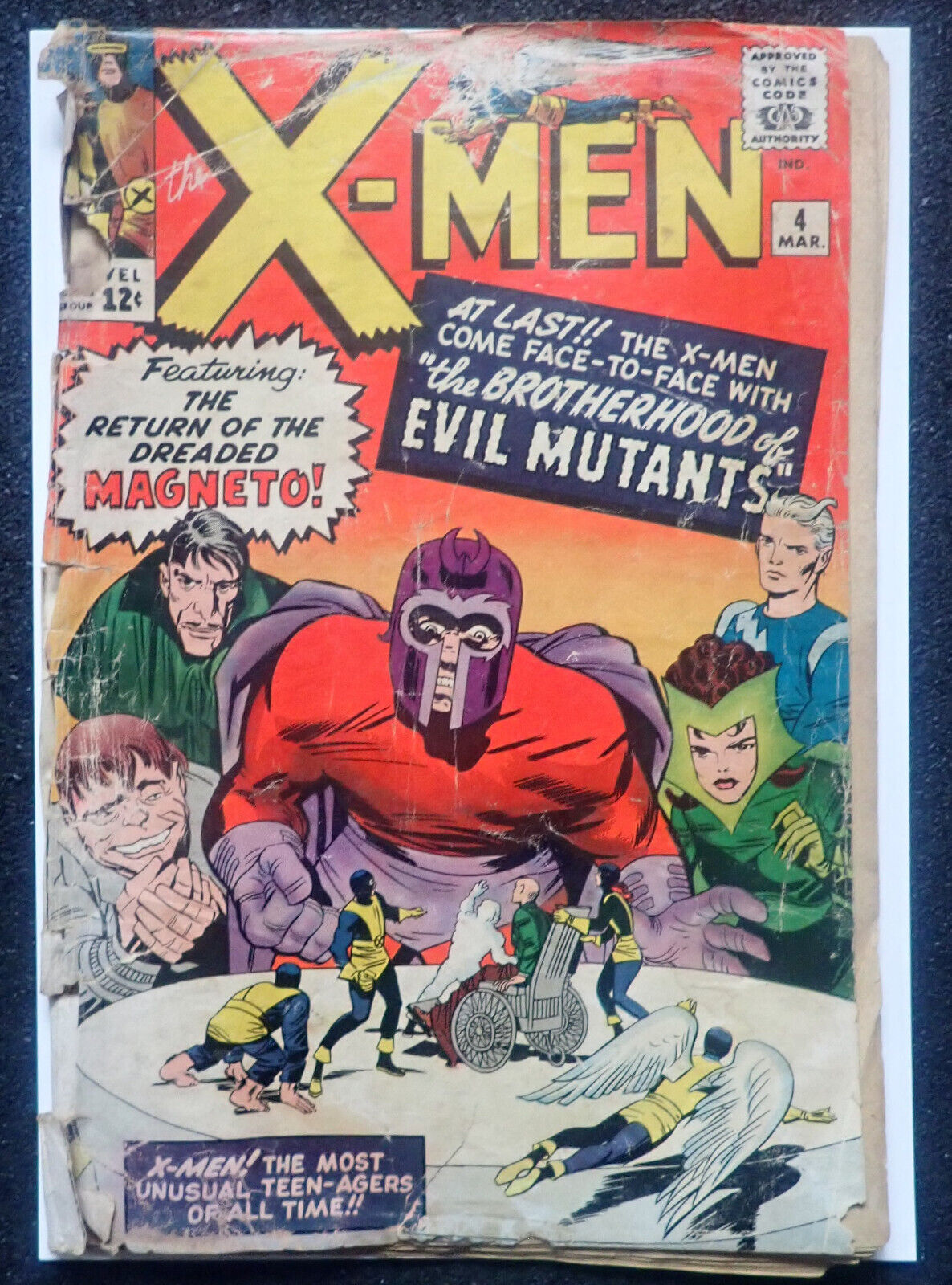 X-MEN #4 💥 COMPLETE and UNRESTORED💥 1st Scarlet Witch Quicksilver 1964 Magneto