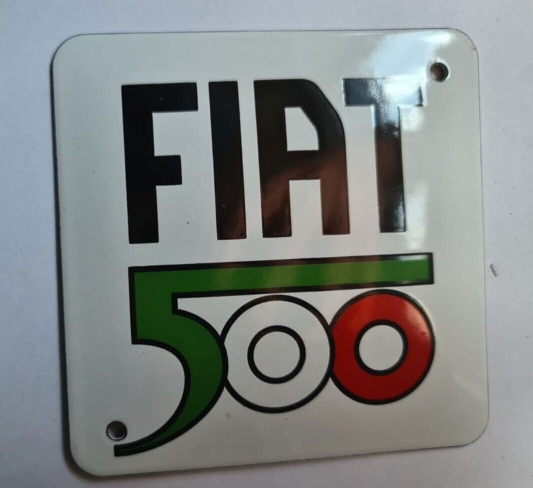 FIAT 500 ITALY (GARAGE). PORCELAIN EMAILLE / ENAMEL SHIELD, SIGN, PLATE RETRO