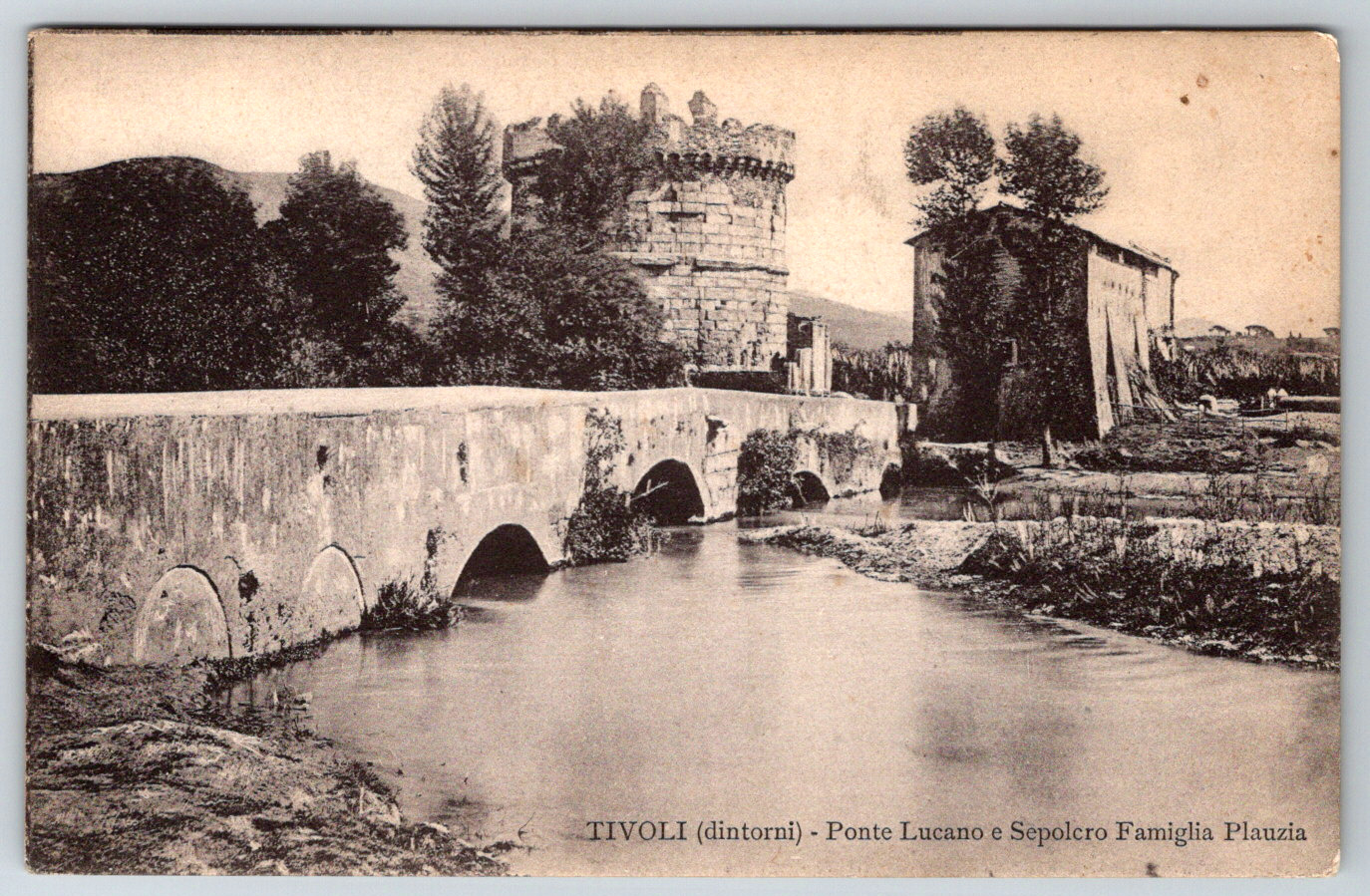 c1910s Tivoli Ponte Lucano e Sepolcro Famiglia Plauzia Antique Postcard