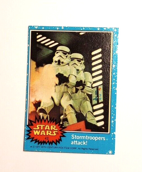 1977 STAR WARS Topps Trading Card #42 Stormtroopers Attack Series 1 Blue Border