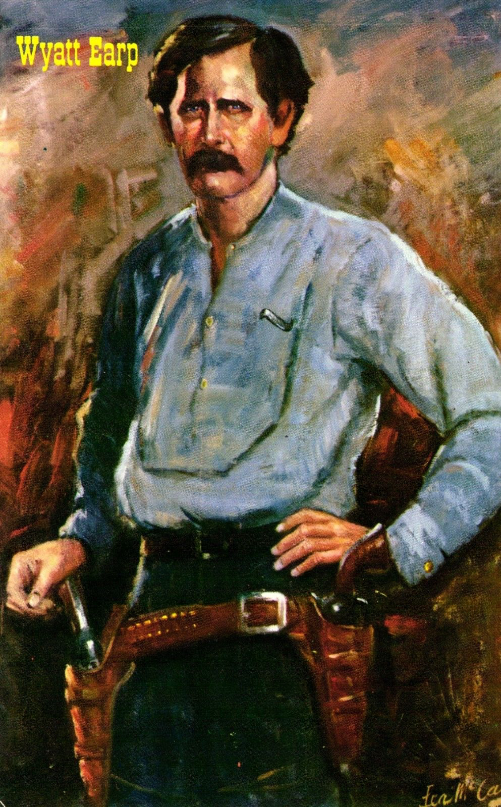 Postcard oil painting of Wyatt Earp by Lea McCarty
