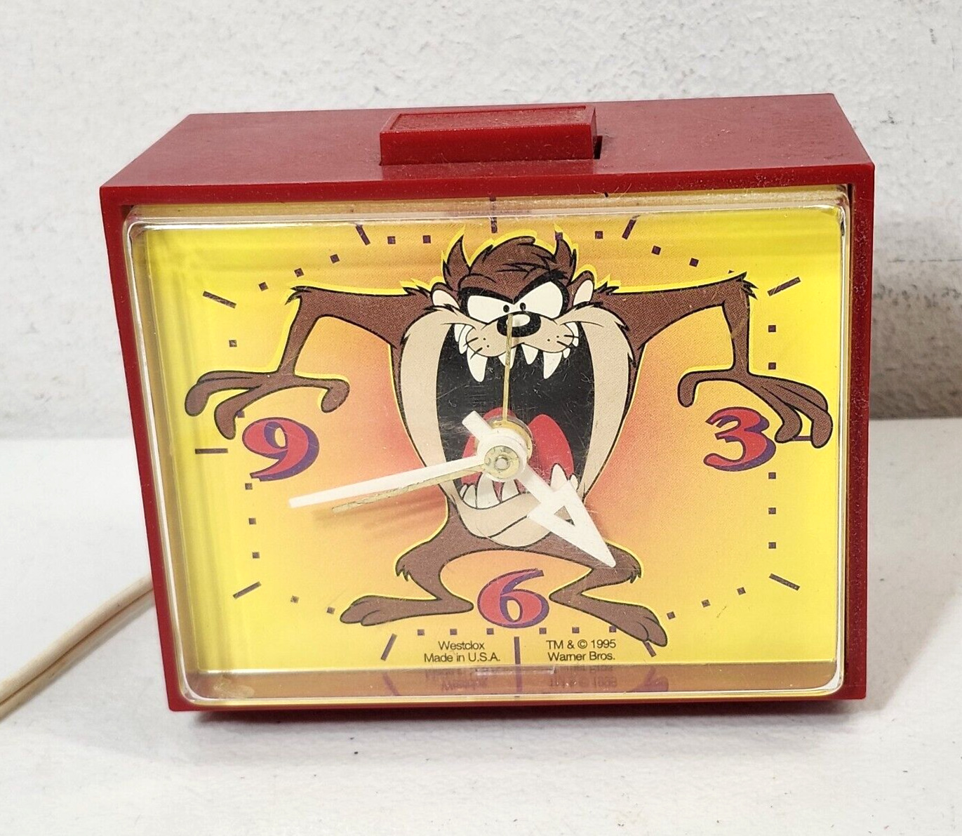1995 Vintage Looney Tunes Taz Tasmanian Devil Westclox Analog Alarm Clock Works