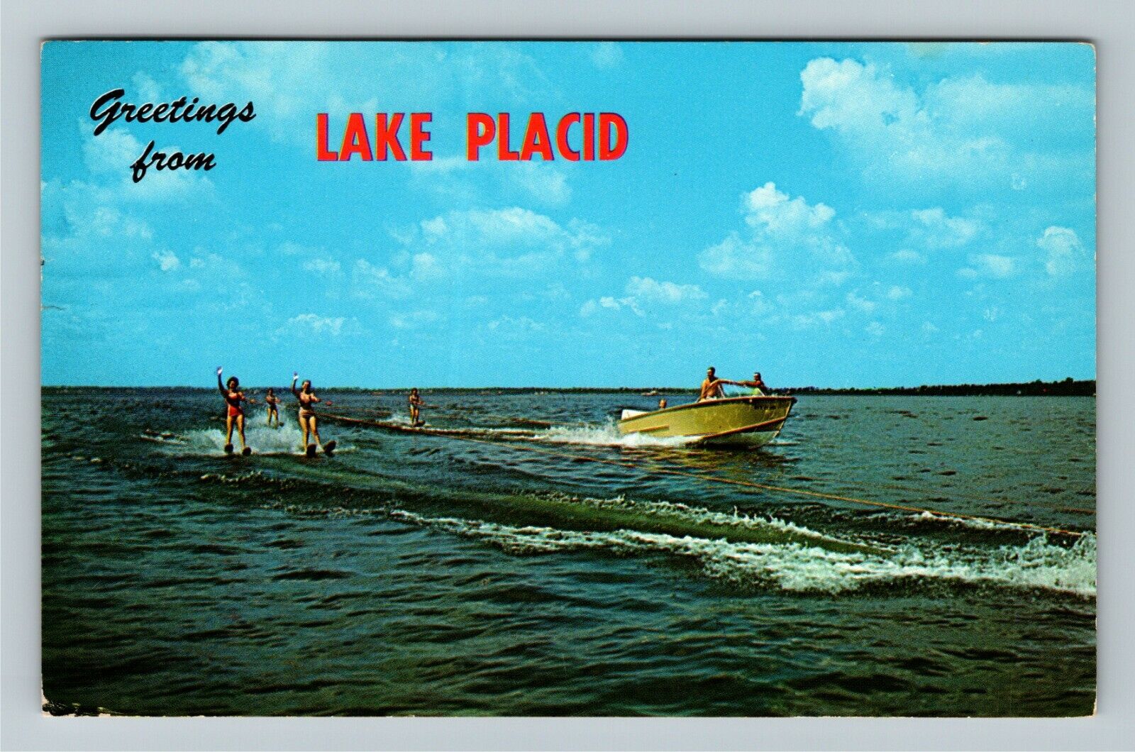 Lake Placid FL-Florida, Water Skiing, Boat, Ocean, Fun, c1971 Vintage Postcard