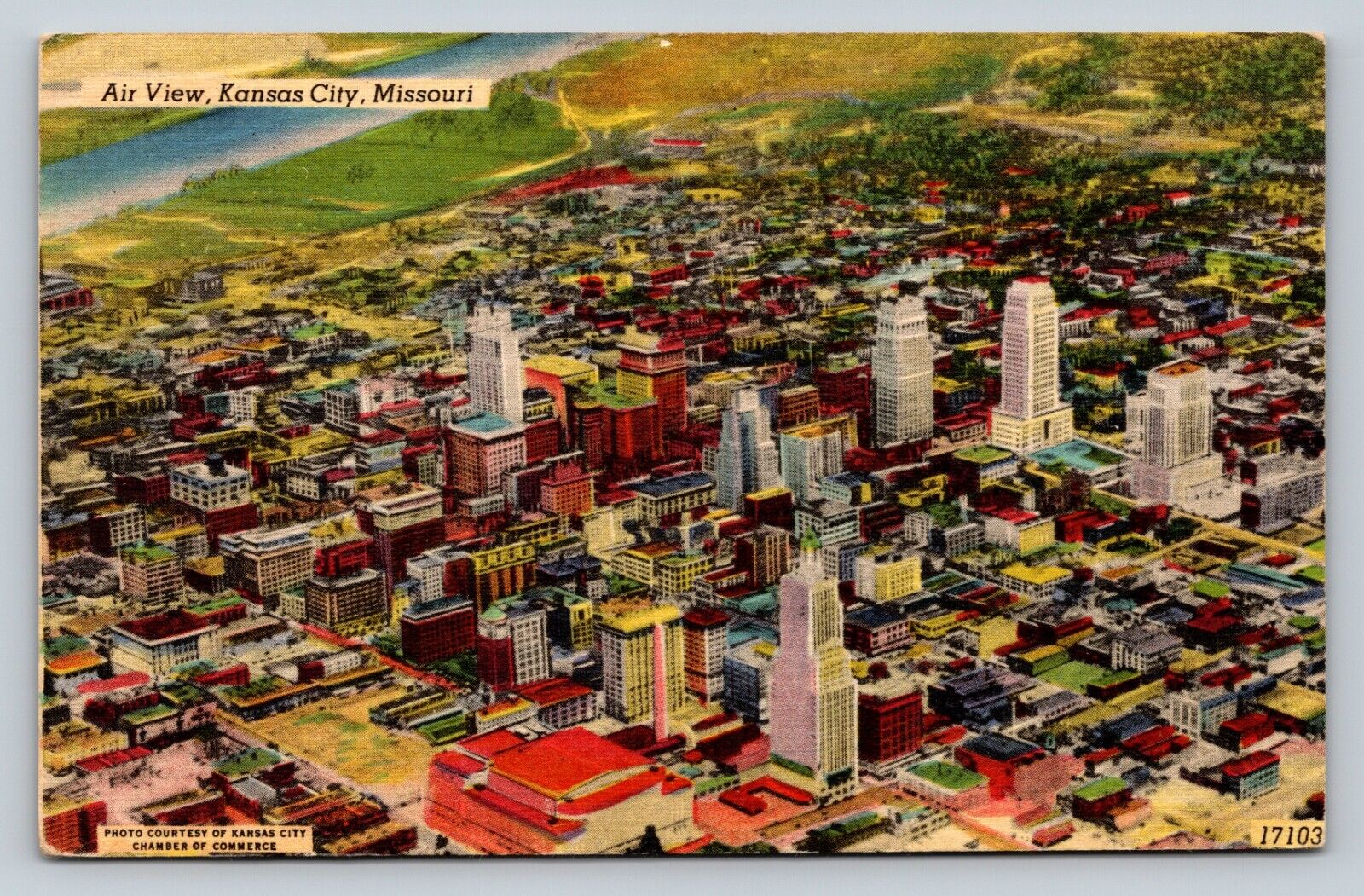 c1946 Aerial View Of Kansas City Missouri MO VINTAGE Linen Postcard