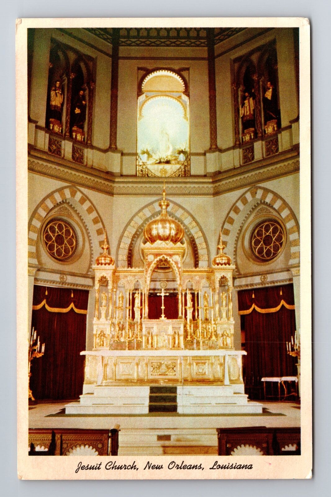 New Orleans LA-Louisiana, Interior Of Jesuit Church Antique, Vintage Postcard