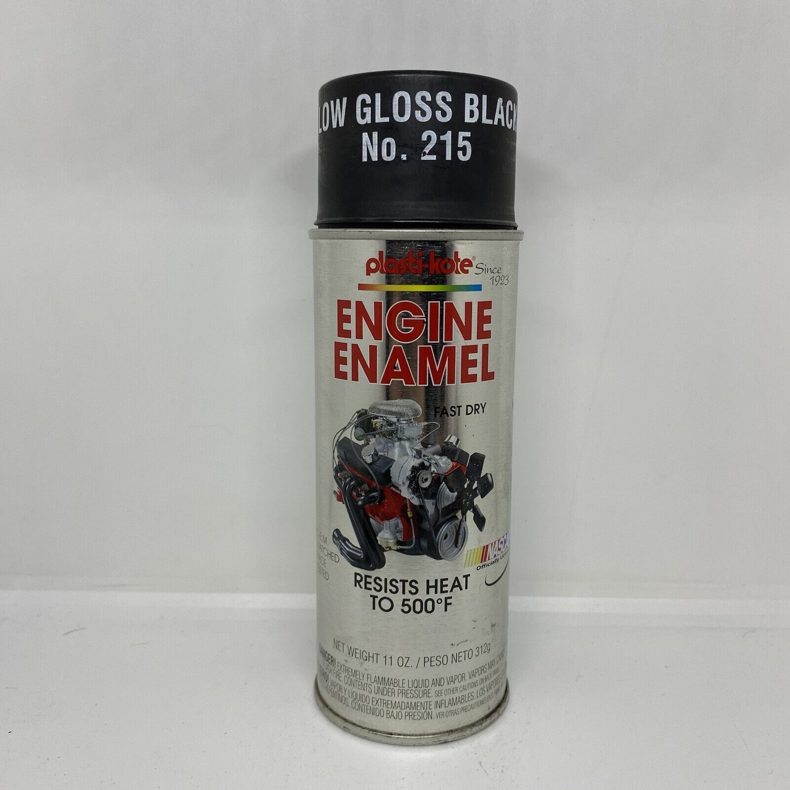 Vintage Plasti-kote Low Gloss Black - No. 215 engine enamel spray paint can