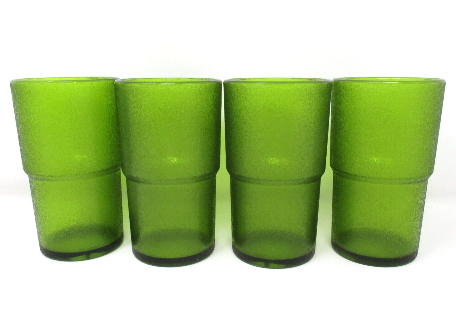 Vintage HJ Stotter Cups Green Stackable Acrylic Tumbler MCM Glasses MCM 12 oz