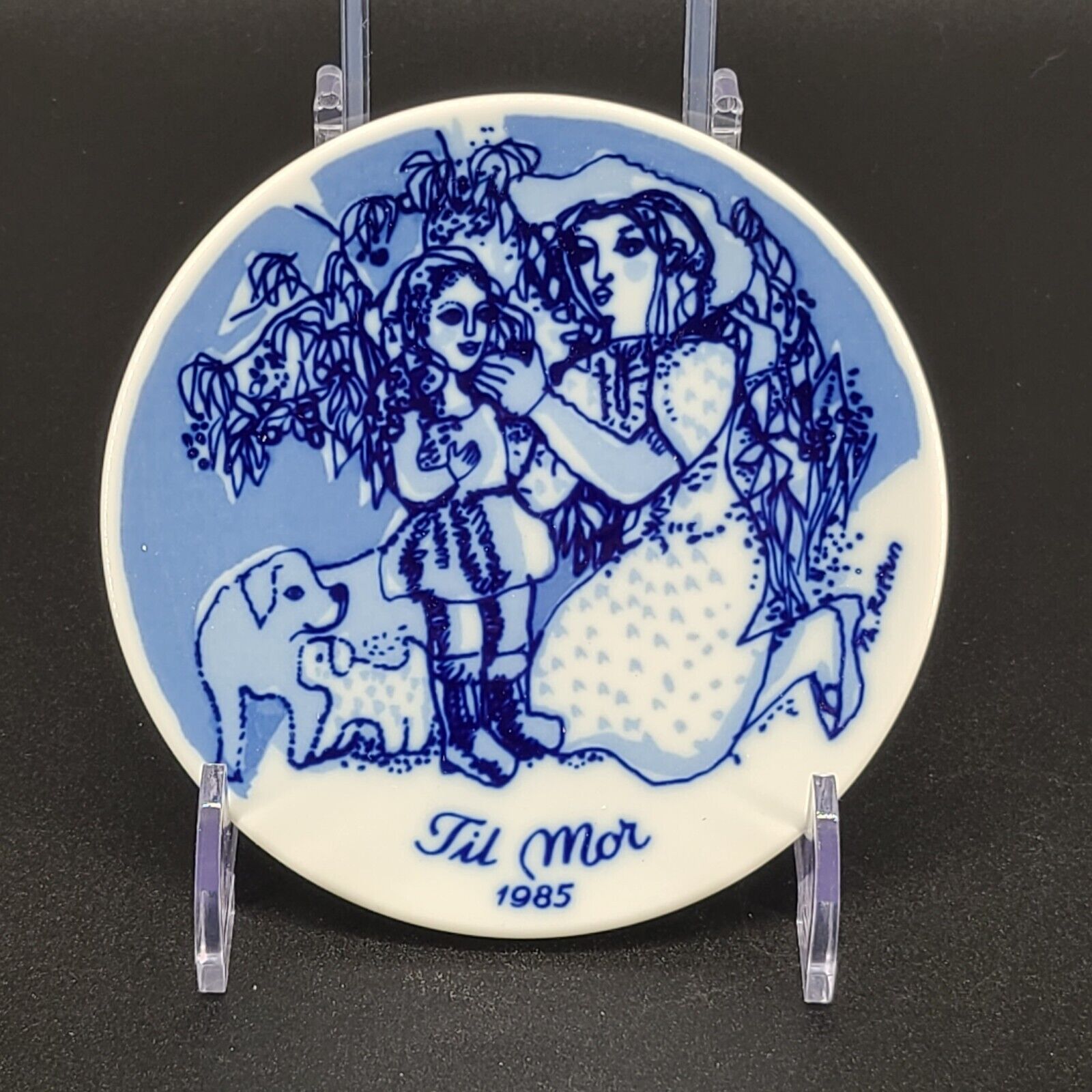 Vintage Porsgrund Porcelain Norway Til Mor To Mother 1985 Plate