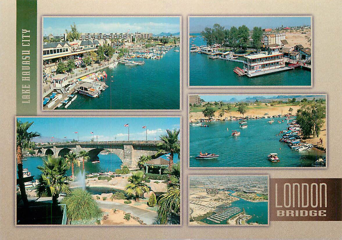 Postcard 5 Views of London Bridge Lake Havasu City Arizona, AZ