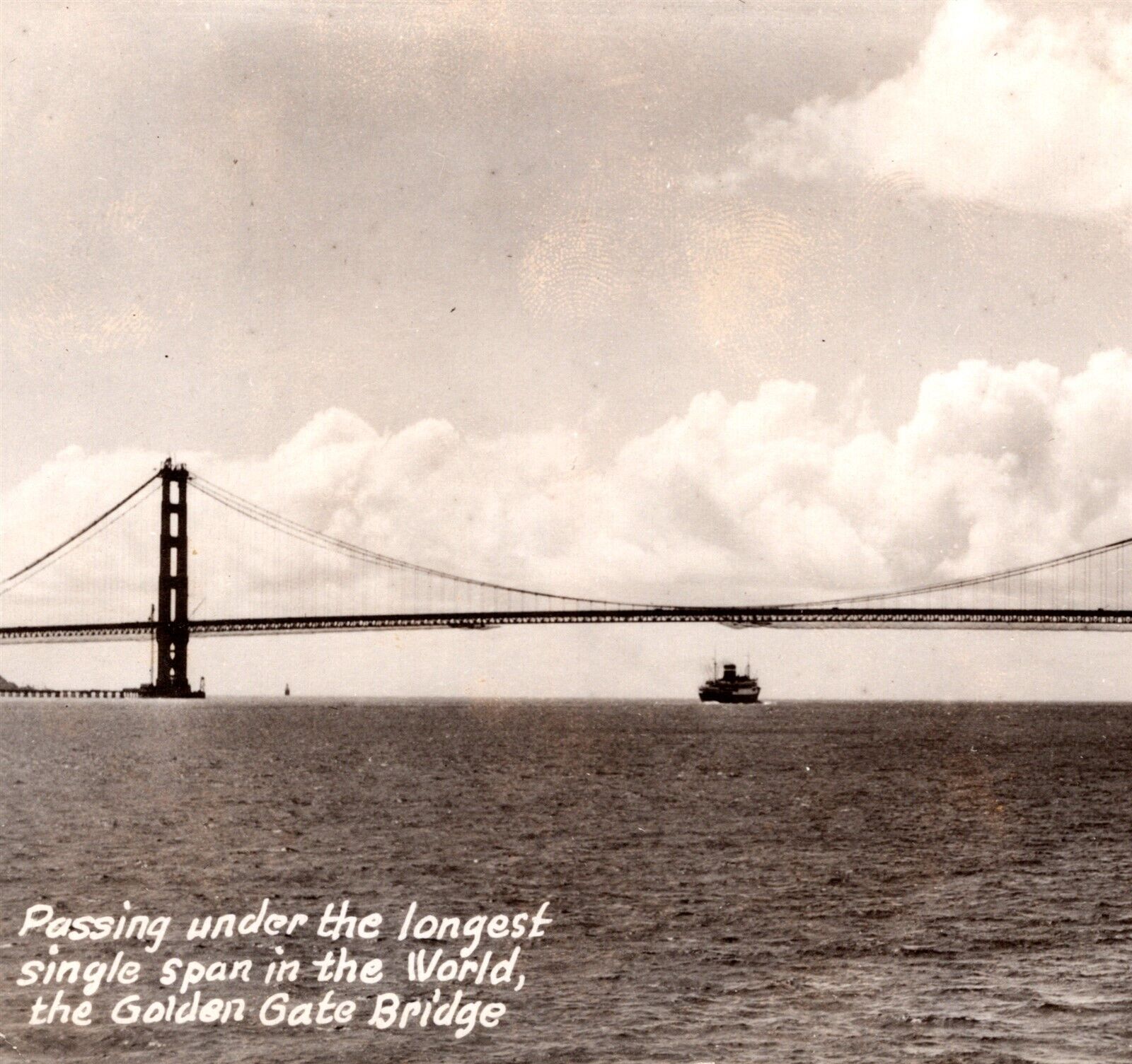 1940\'s RPPC Ship Passing Under Golden Gate Bridge California Zan 1479