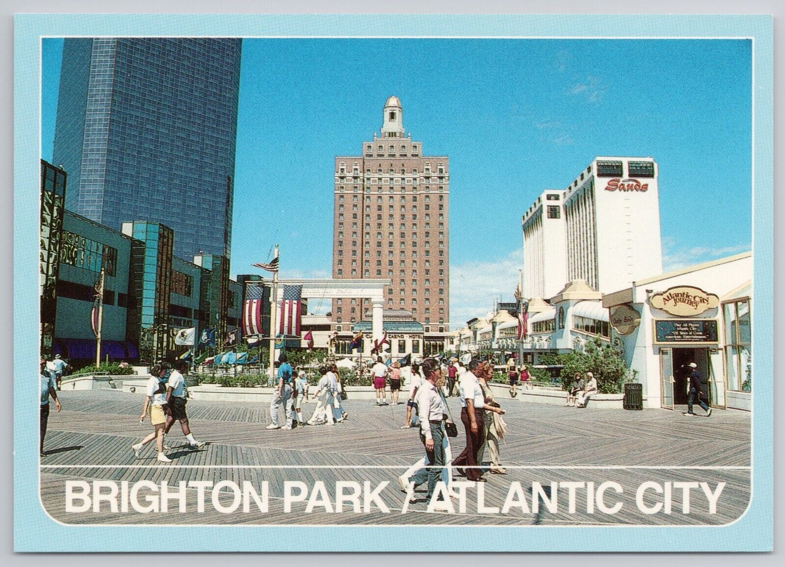Brighton Park Atlantic City NJ New Jersey Postcard Boardwalk Hotels Sands Casino