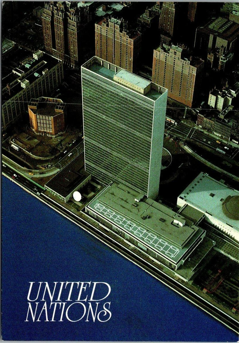 Vintage United Nations Building New York East River Postcard