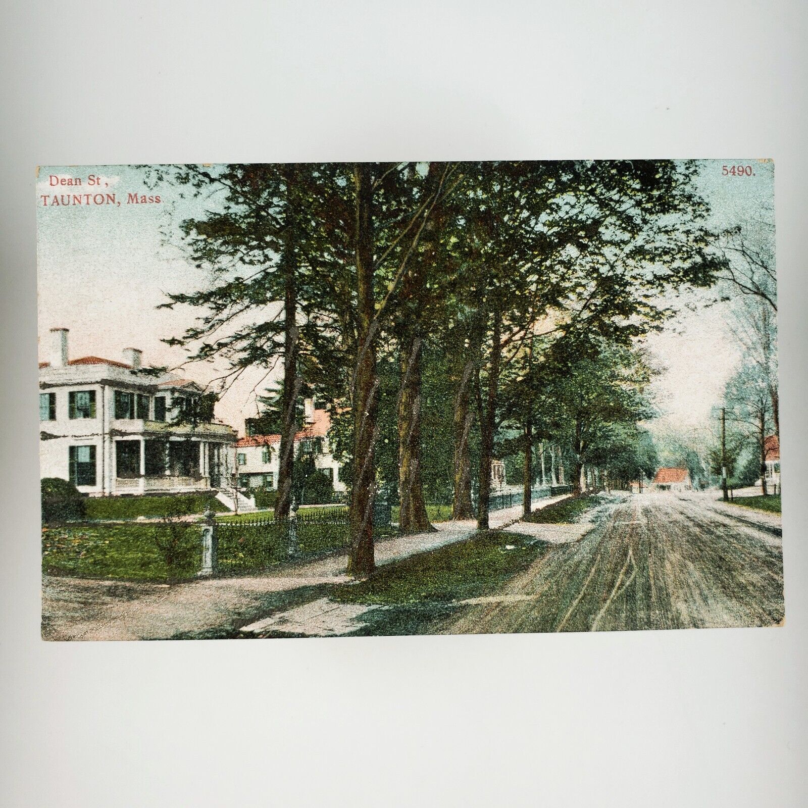 Dean Street Taunton Massachusetts Postcard c1910 Trees Sidewalk Houses A3358
