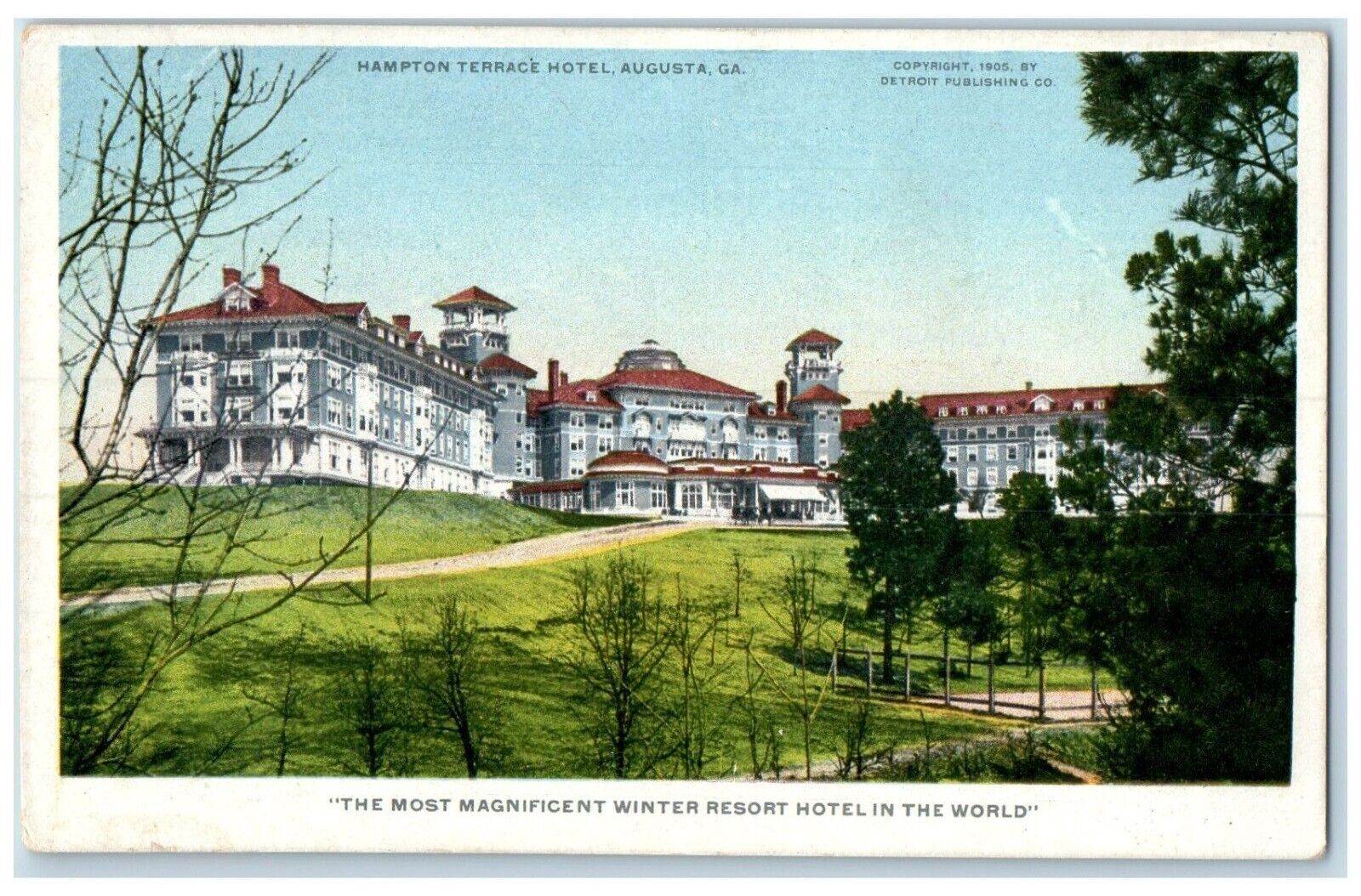 c1910\'s Hampton Terrace Hotel Building Augusta Georgia GA Phostint Postcard