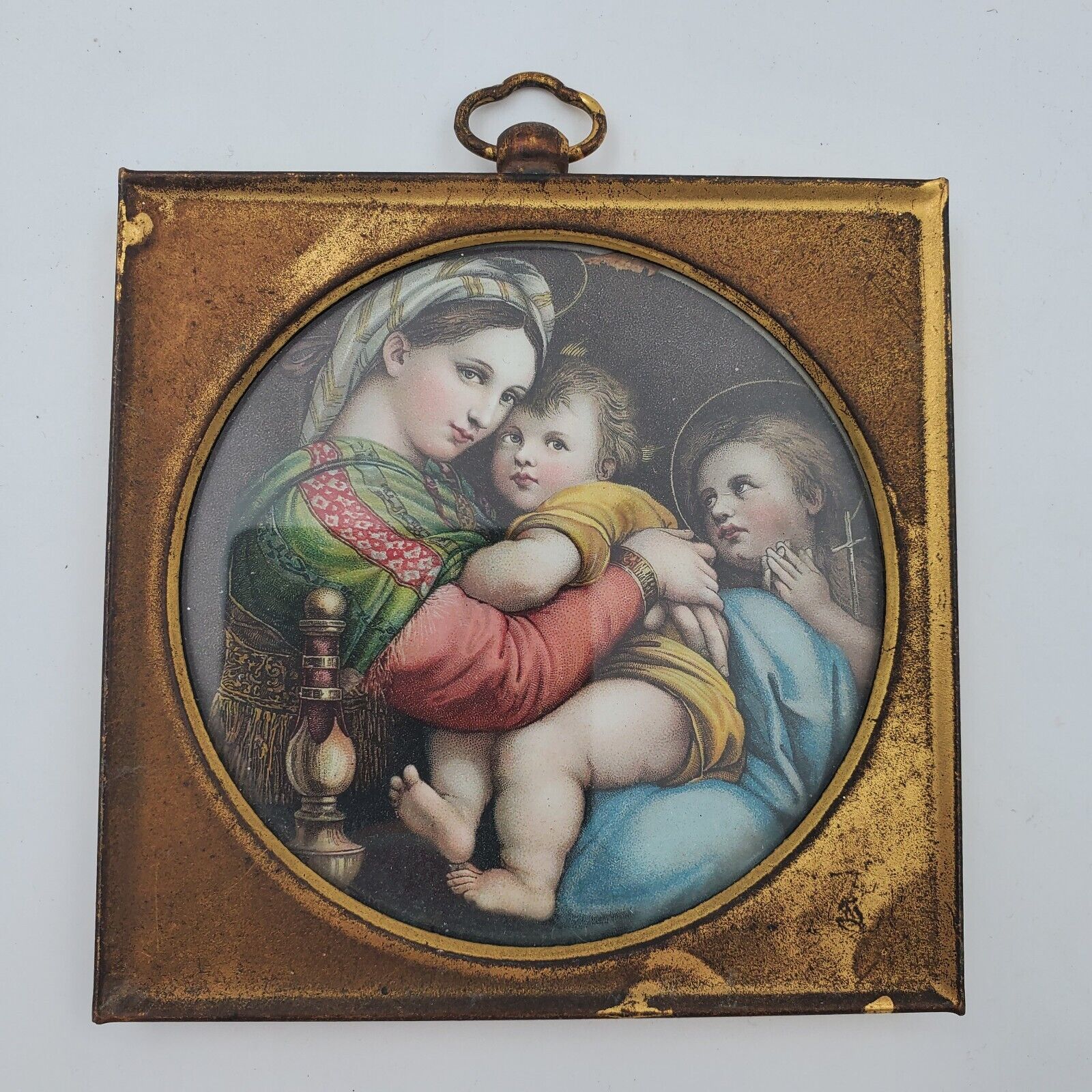 Antique Framed Print Madonna della Sedia Framed Litho Lithographic Beveled