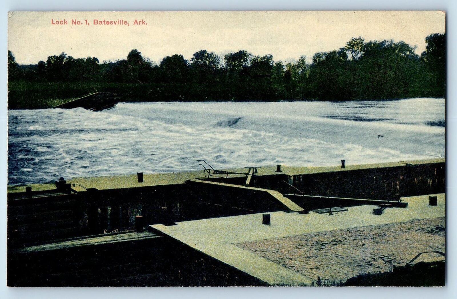 Batesville Arkansas AR Postcard Lock No. 1 Dam Waves Scenic View c1910\'s Antique