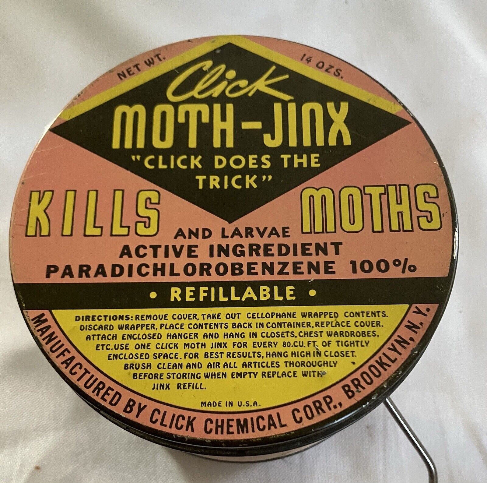 Click Moth-Jinx 1940s-50s Tin