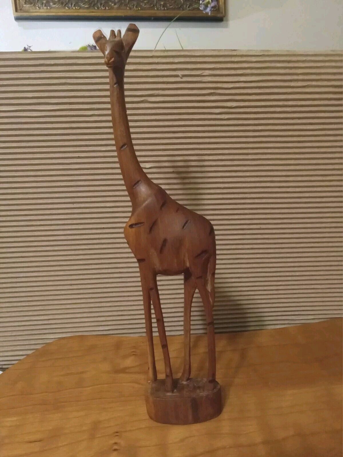 Wood Giraffe  Hand Carved Vintage 12  Inches Tall