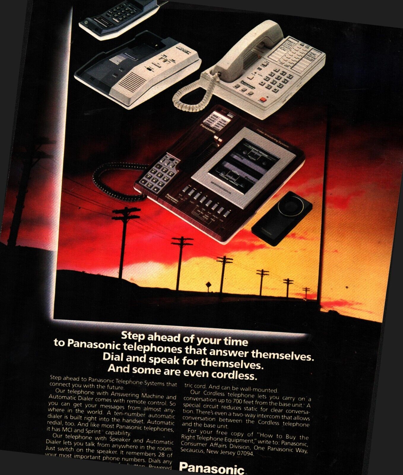 1983 Panasonic telephones answering machines wire vintage photo Print Ad f2
