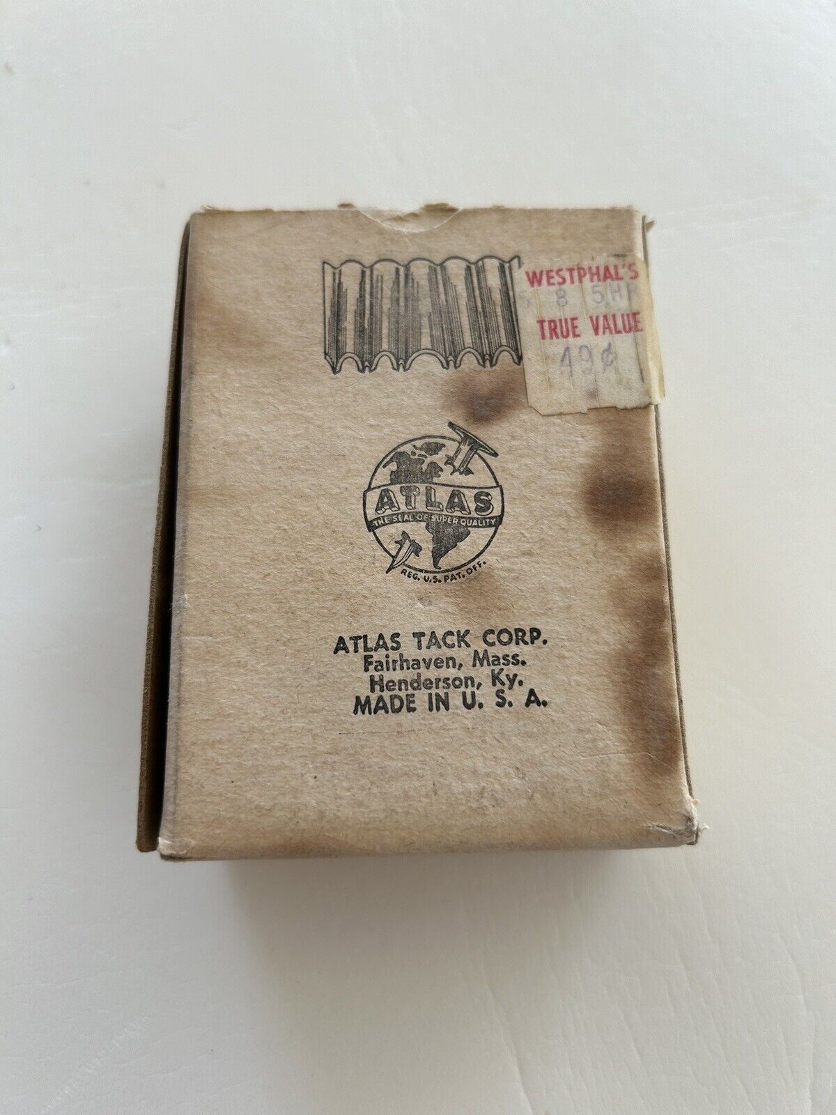 Vintage ATLAS Tack Corp. No.5 Corrugated Fasteners 5/8 - Qty: 60