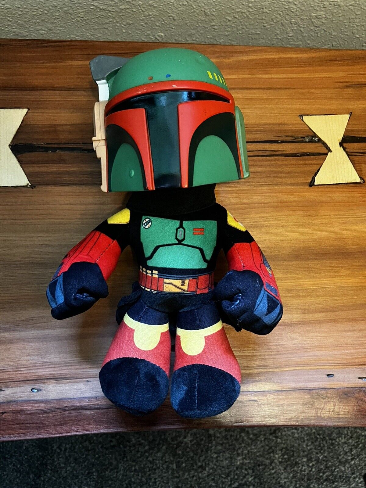 Star Wars Boba Fett Plush Stuff Toy Plastic Head 2021 Mattel - Pre-Owned