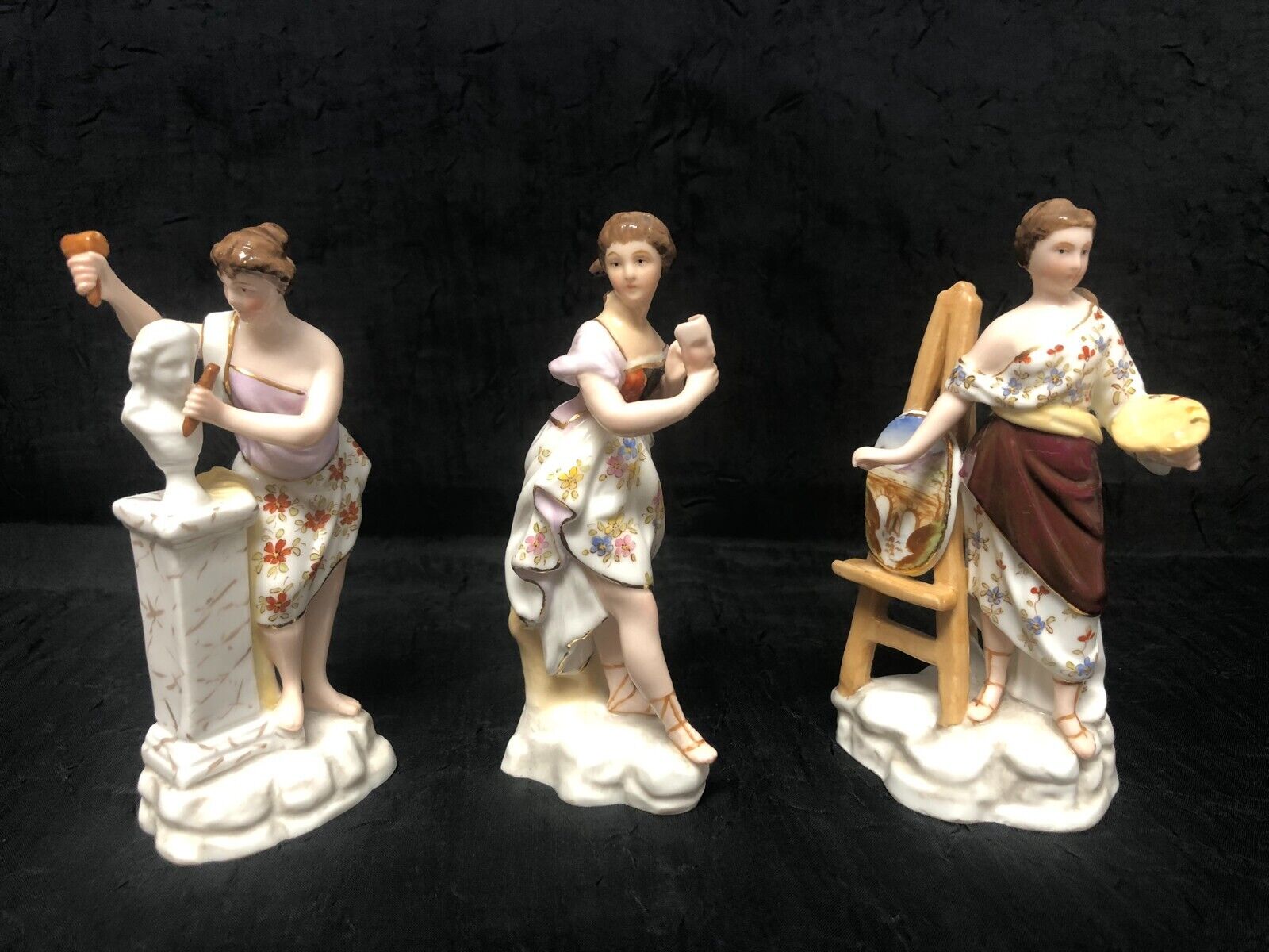Antique Rudostadt Volkstedt Muse Mini Figurines Germany Set of 3