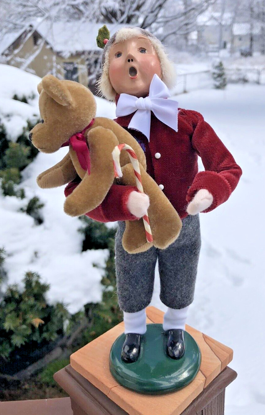 2000 Byers Choice Caroler Victorian Child with Teddy Bear and Candy Cane