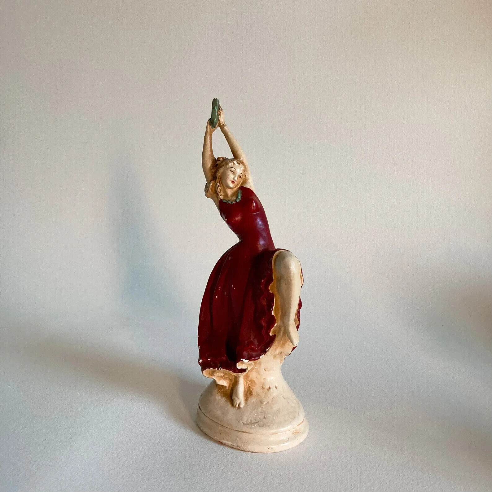 1930s Dancing Woman Ceramic Statue, New Art Wares Statue, Art Deco Dancing Woman