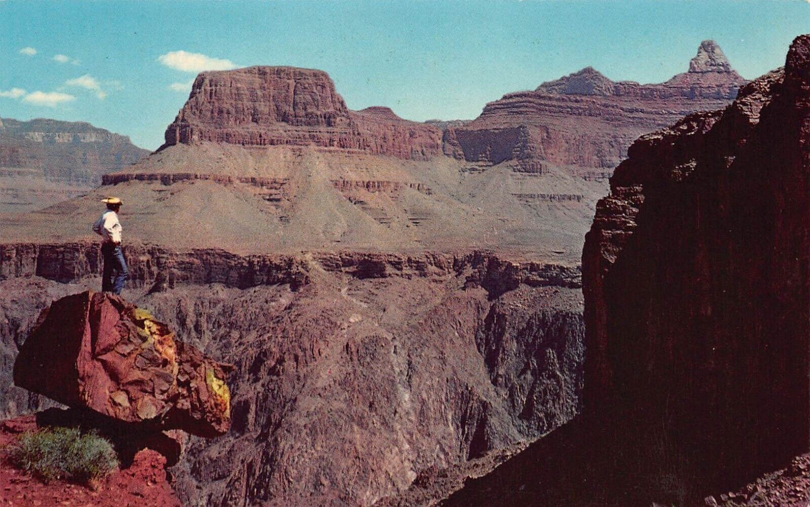 Grand Canyon AZ Arizona Fred Harvey Postcard Kaibab Trail Tonto Plateau Balanced