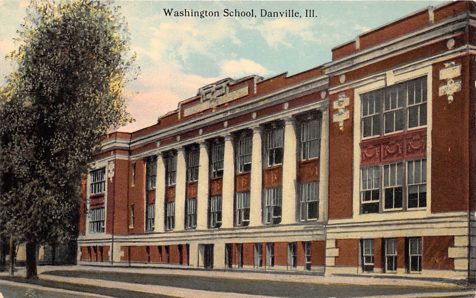 Danville Illinois c1910 Postcard Washington School