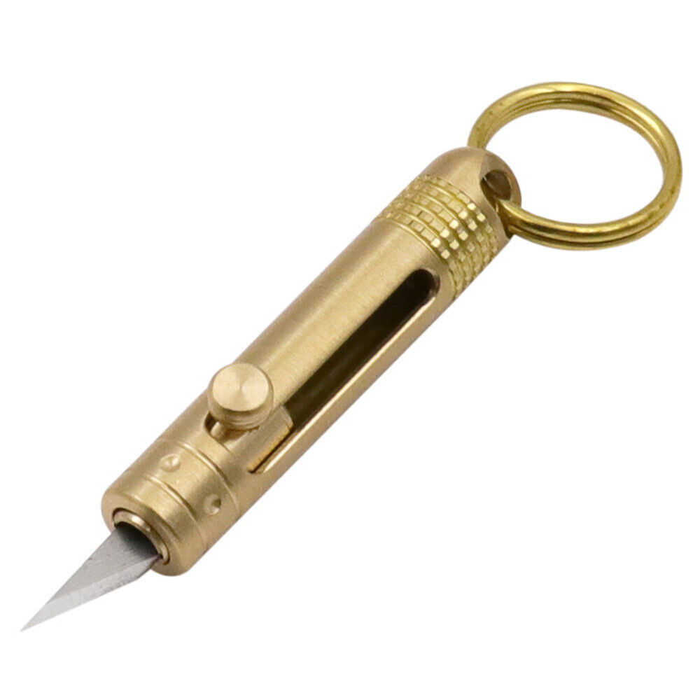 Mini 1/2/4PC Paper Pocket Knife Folding Keychain Brass Pendant Cutter Blade